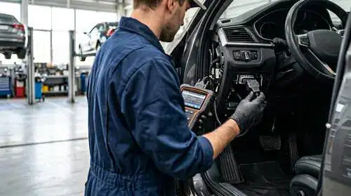 Diagnostic d’une voiture moderne dans un atelier mécanique