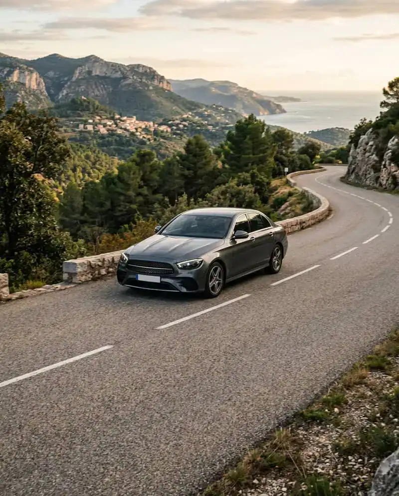 Voiture moderne sur une route panoramique