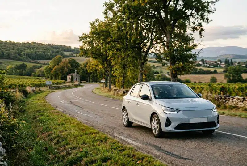 Voiture avec un jeune conducteur et un accompagnateur sur route