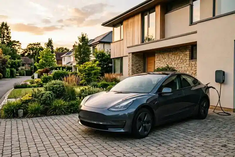 Voiture électrique en recharge à domicile